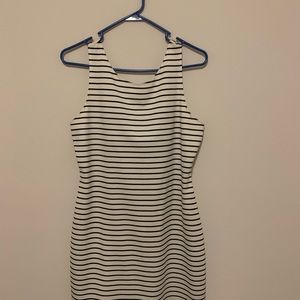 Black & White Striped Fitted Dress